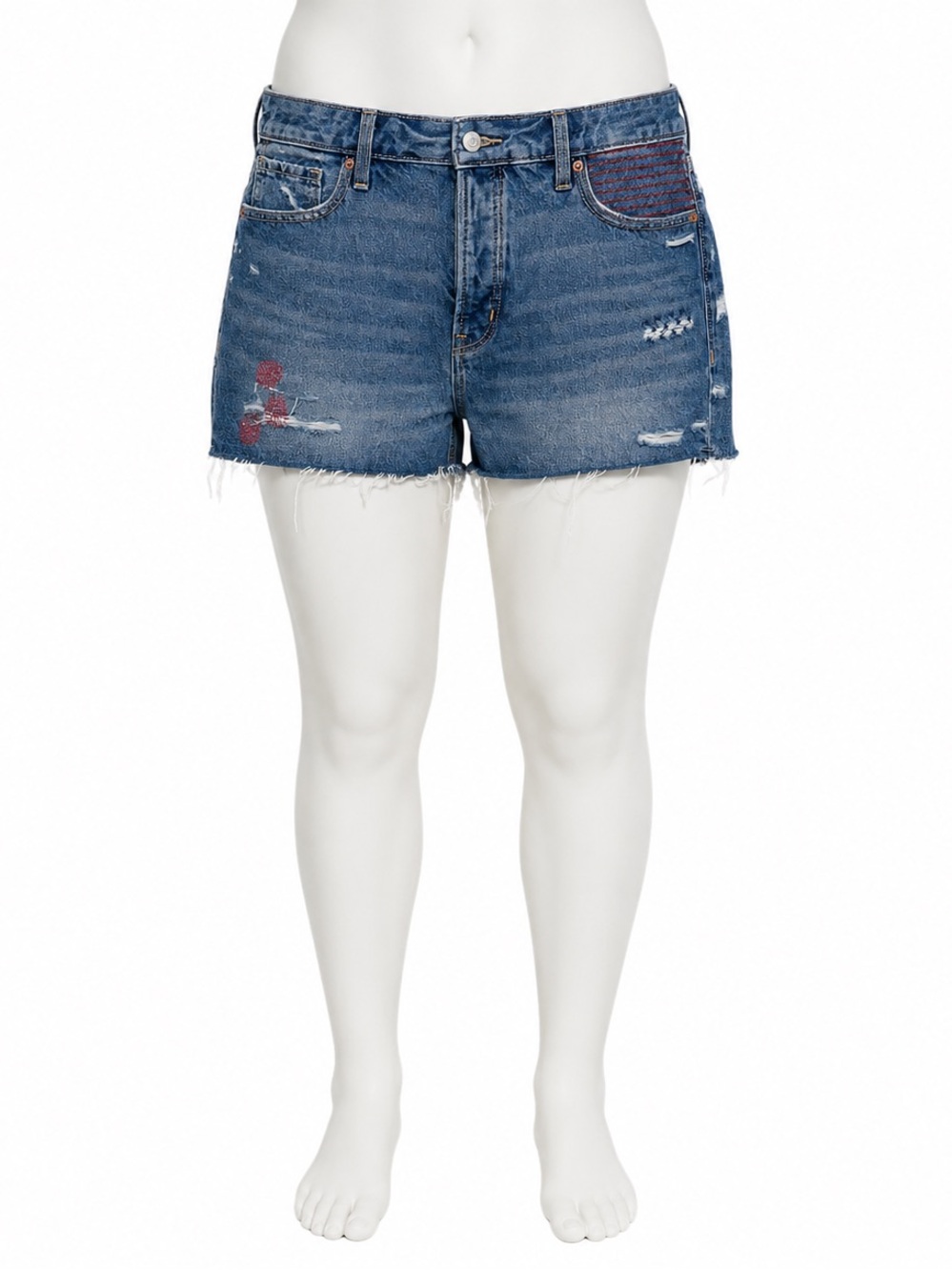 NWT Old Navy High Rise Distressed Denim Shorts Size 14 Embroidered Cutoff